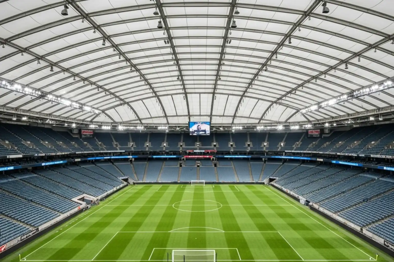 Stade BC Place de Vancouver avec pelouse de football prête pour un match du Mondial 2026